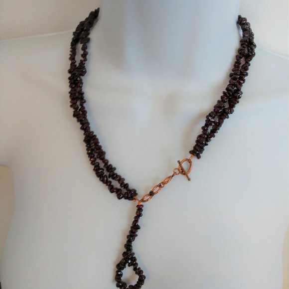 Handmade Dark Red Garnet Statement Necklace January Birthstone Beaded NWT - Picture 6 of 16